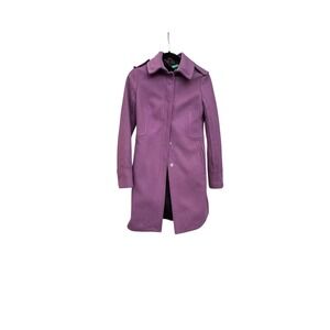 Benetton Purple Tailored Wool Blend Military Style OverCoat Sz 38